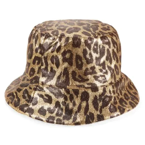 Accessories | Faux Fur Leopard Print Bucket Hat | Poshmark display picture 1